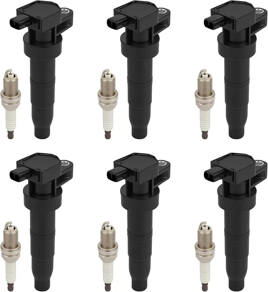 6PCS UF546 Ignition Coils Kit With 7090 Iridium Spark Plug Ignition Coils Pack Compatible With Hyundai Azera Santa Fe Sonata Entourage Veracruz Genesis Kia Amanti Sedona Borrego Magentis Optima