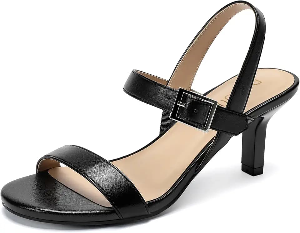 DOBOLIN Kitten Heel for Women Ankle Strap Open Toe Dress Sandals