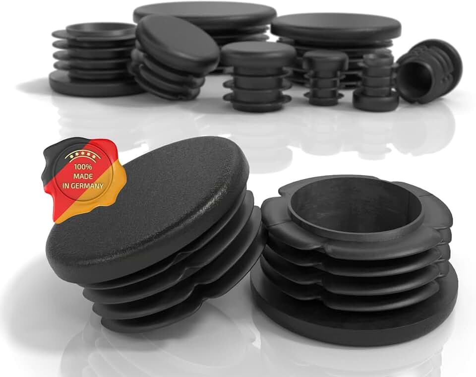 PD® Lamellenstopfen Rund 50mm Rundrohr - Endkappen Schwarz | 20 Stück
