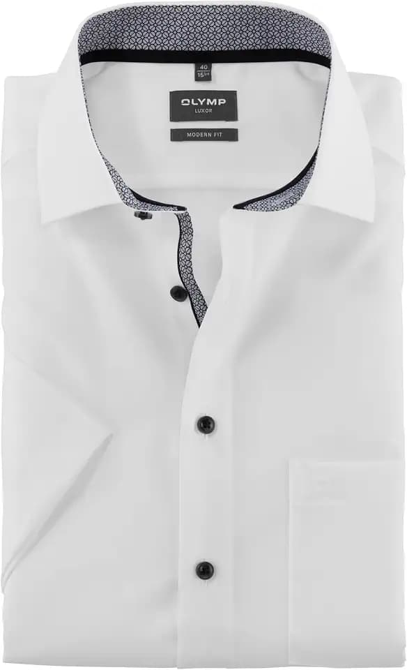 OLYMP Herren Oberhemd Langarm Level Five - Jersey Hemd, Atmungsaktives Gewebe, NY Kent Kragen, Extra Dünn - Hemden Herren - Weiß - 40