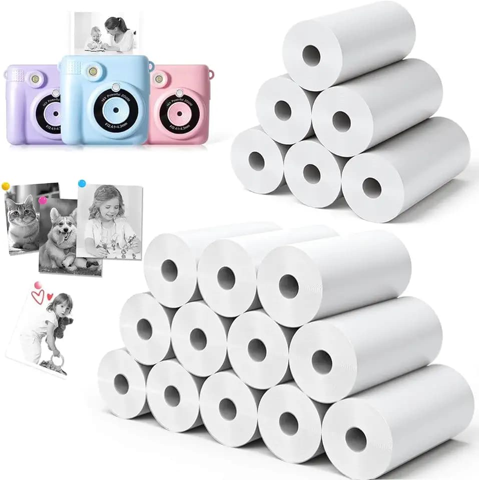 18 Rollen Kinderkamera-Papierrolle, Nachfüllpackung, kompatibel mit den meisten Sofortdruckkameras für Kinder, BPA-frei, 5,7 x 2,5 cm