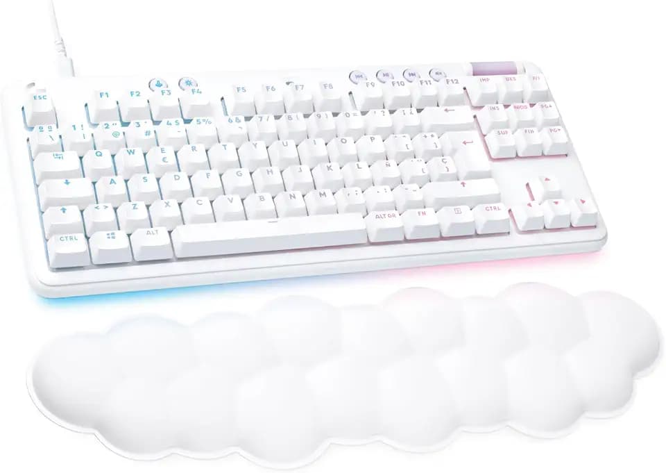 Logitech G G713 Gaming Tastatur mit Kabel mit LIGHTSYNC RGB Beleuchtung, Touch Switch (GX Braun) und Handauflage kompatibel mit PC und Mac - Fog White