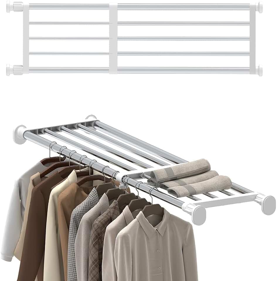 Hershii Expandable Shelf Rod Closet Tension Shelf for Closet