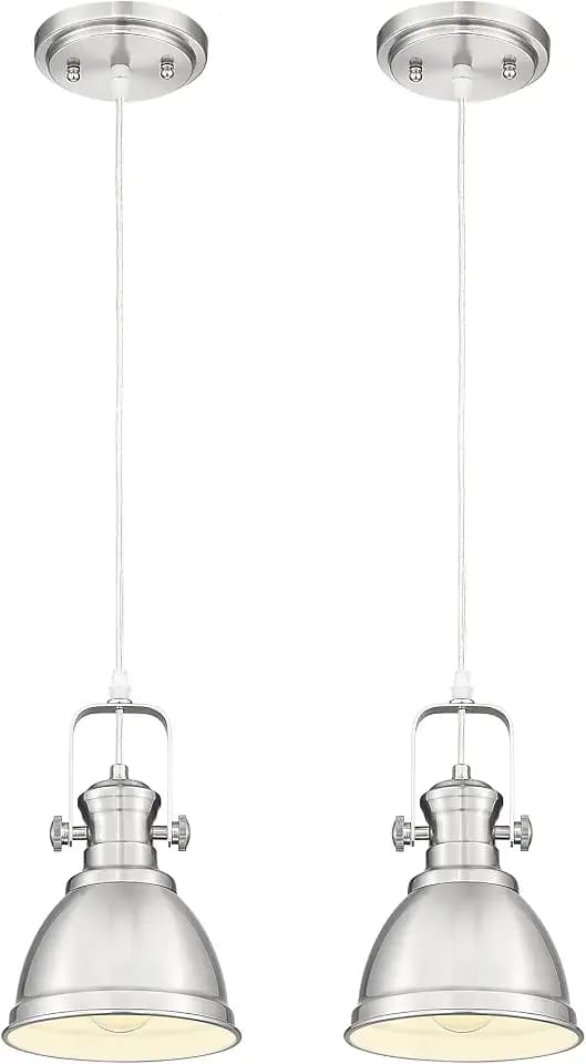 2-Pack Brushed Nickel Pendant Lights Kitchen Island, Metal Shade
