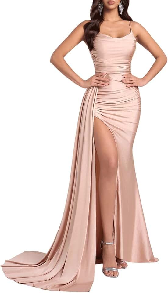 DOUMIFLY Women's Elegant High-Waist High-Split Evening Gown - Sleeveless Bodycon Long Formal Party Dress Evening Dress