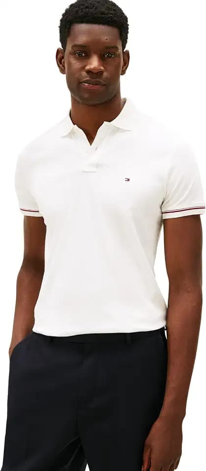 Tommy Hilfiger Herren Liquid Cotton RWB Cuff Slim Polo Mw0mw41612 S/S Poloshirt (1er Pack)