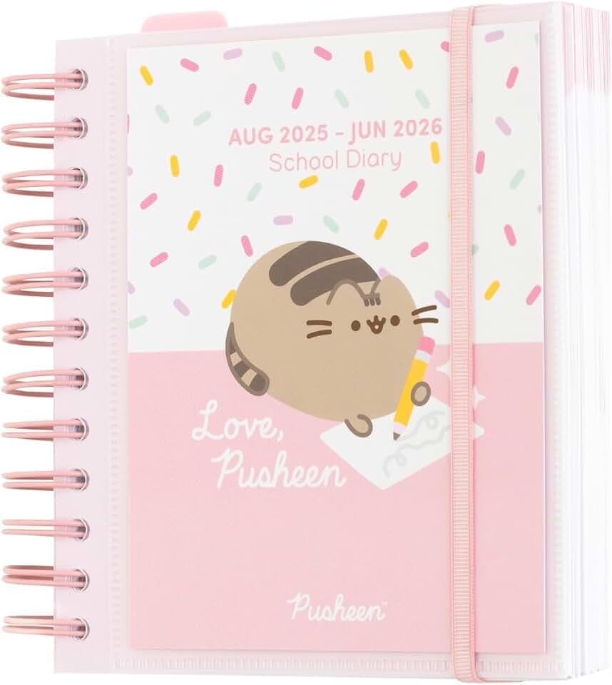 Grupo Erik Terminplaner Schulplaner 2025 2026 Pusheen Kalender 2025 Buchkalender - Planer Schülerkalender 25/26 Hausaufgabenheft 2025/2026 Geschenk Einschulung Mädchen Kawaii Schulsachen Rosa