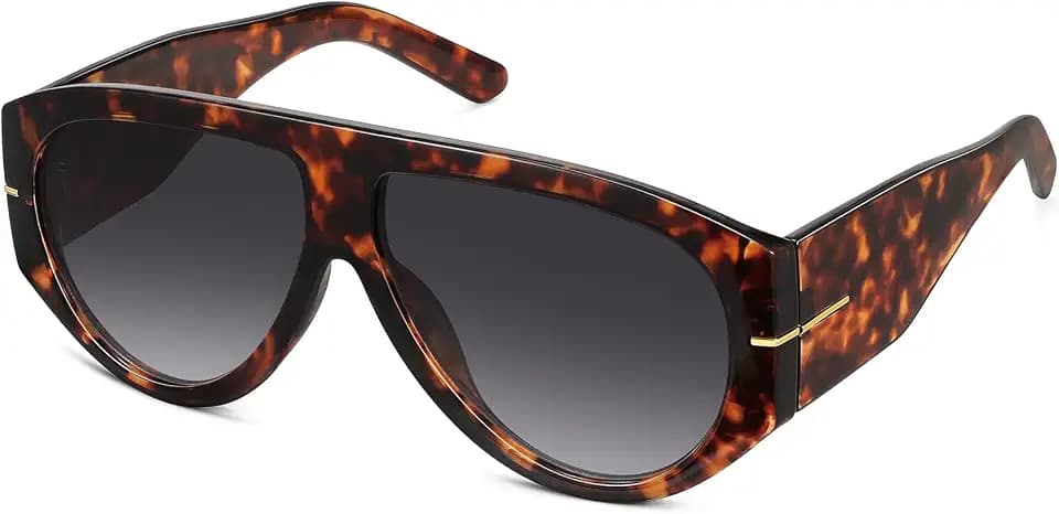 Oversized Aviator Sunglasses for Women, Trendy Wide Frame Shades