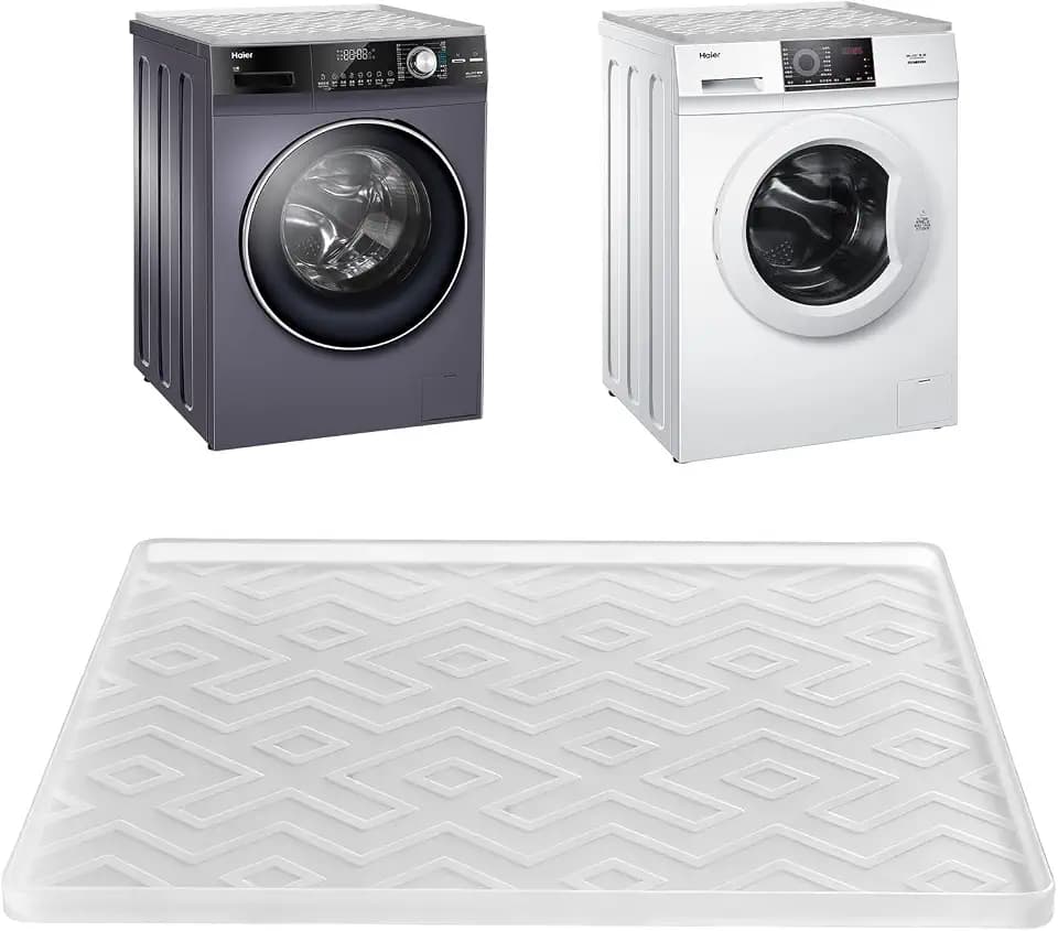 Washer and Dryer Top Protector Mat, 23.6" x 23.6" Silicone Washing Machine Top Cover, Non-Slip Waterproof Washer Dryer Mat for Home, Kitchen & Laundry Room