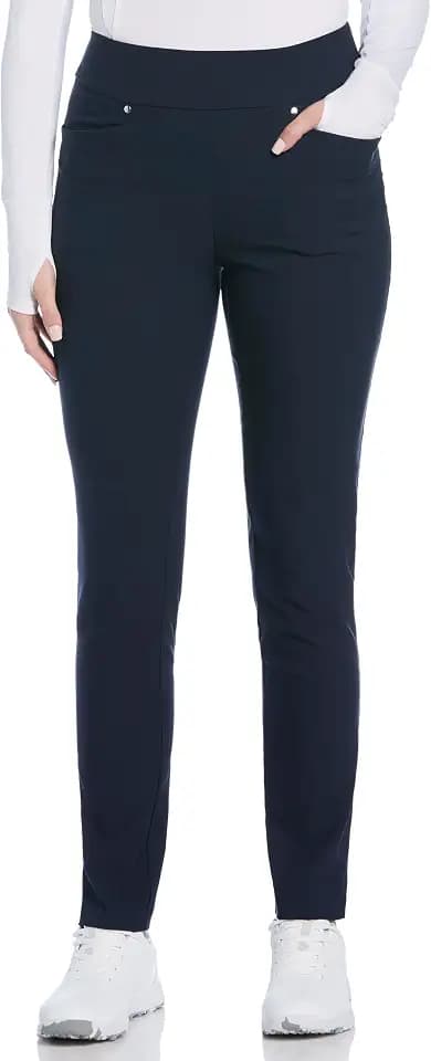 PGA Tour Women's Stretch Golf Pants with Pull-on Waist, 31" & 32" Inseams, Tummy Control, Moisture-Wicking, Sun Protection