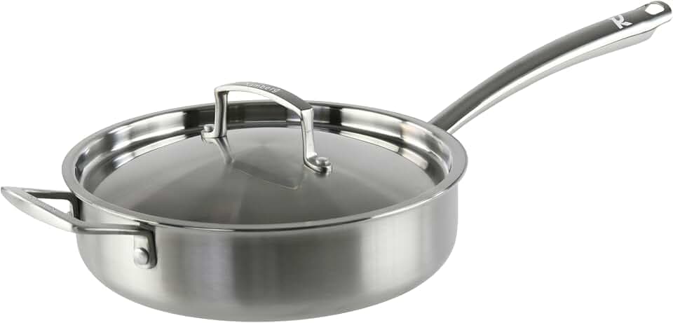 KAMBERG - Sauteuse Ø 28 cm aus Edelstahl 18/10 Triply - ohne PFAS - Deckel im Lieferumfang enthalten - Alle Brenner, inkl. Induktion und Backofen - 0008279