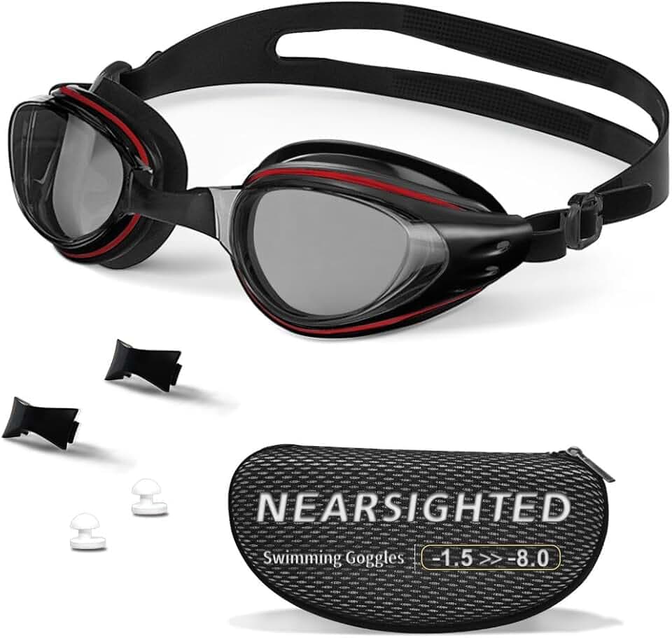 Nearsighted Swimming Goggles Polarized Anti-Fog No Leaking Shortsighted Swim Goggles for Women Men Kids Adults