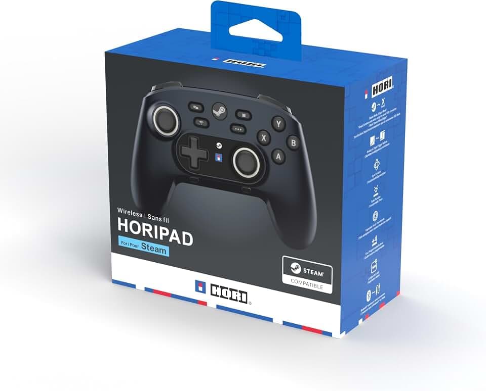 HORI Wireless HORIPAD for Steam (Midnight Black) - Pro Controller Designed for Steam