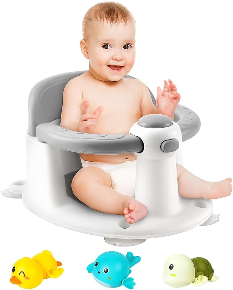 Baby Badesitz - Badewannensitz ab 6 bis 24 monate - Badewannen mit 4-starken Saugnäpfen und 360° Rundumschutz - Baby Bath Seat - Bad Dusche Geschenke für Neugeborene und neue Mütter