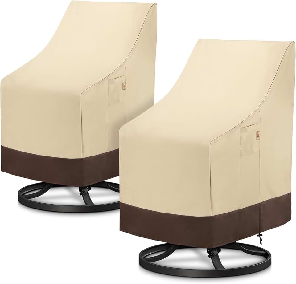 Arcedo Outdoor High Back Chair Covers, 29"W x 30"D x 42"H, Beige & Brown
