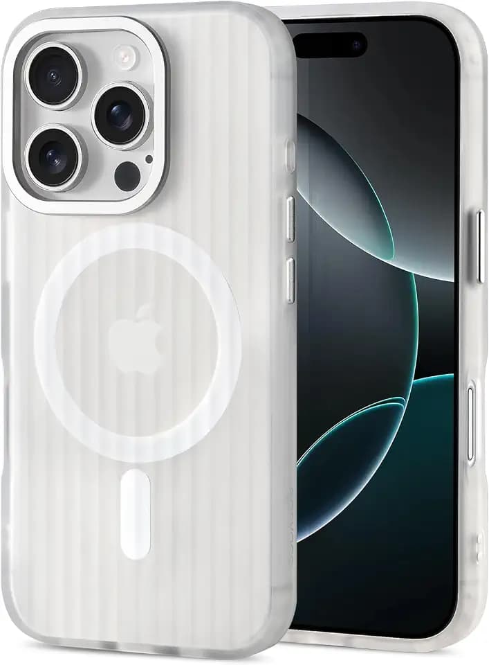 EasyAcc für iPhone 16 Pro Hülle mit MagSafe,[Non-Yellowing],Handyhülle für iPhone 16 Pro Case,[Anti-Scratch],stoßfester Militarism Schultz,Slim Schutzhülle Cover (Frosted Clear)