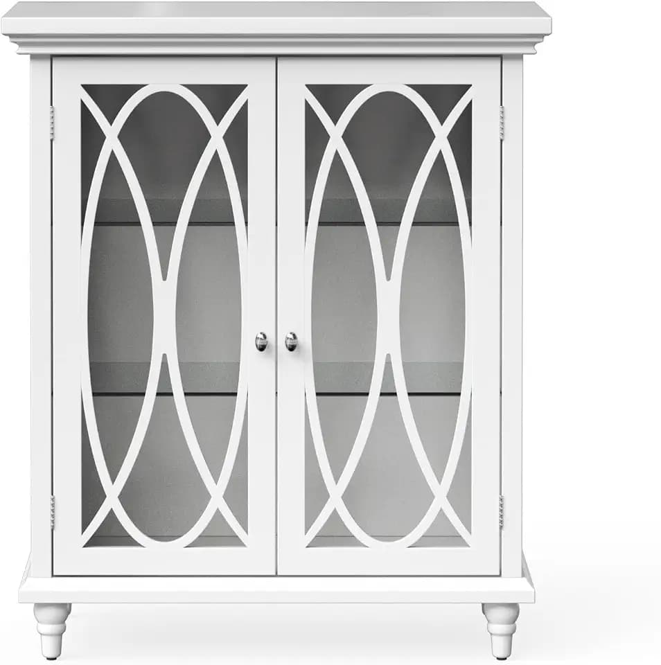 Teamson Home Florence 26 in. x 32 in. 2-Door Freestanding Wooden Floor Cabinet with Adjustable Shelves for Storage Solutions in Bathrooms, Kitchens, Laundry Rooms, Home Offices, White