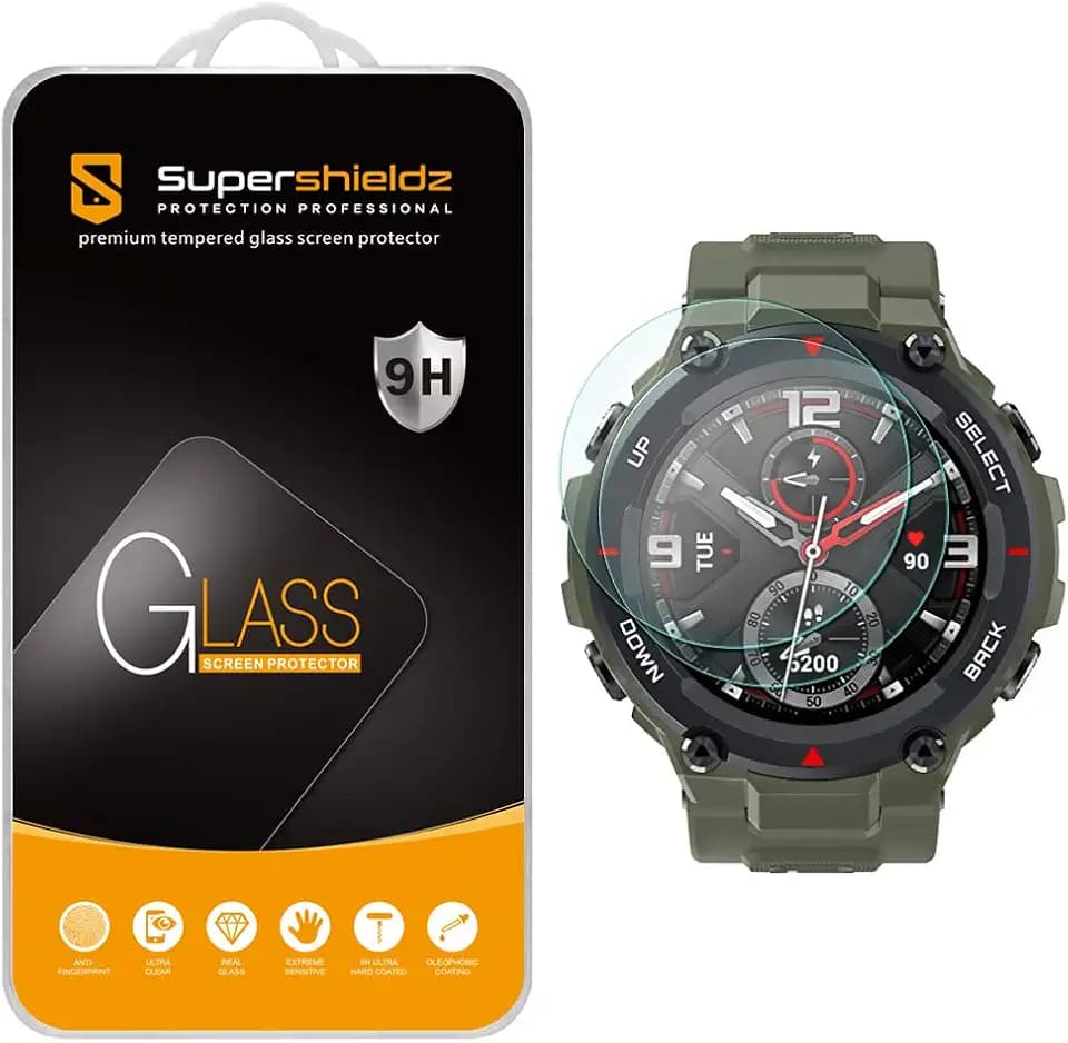 Supershieldz (2 Pack) Designed for Amazfit T-Rex and Amazfit T-Rex Pro Tempered Glass Screen Protector, Anti Scratch, Bubble Free