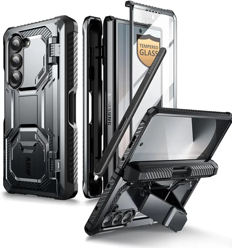 i-Blason for Samsung Galaxy Z Fold 6 Case with S Pen Holder, Black