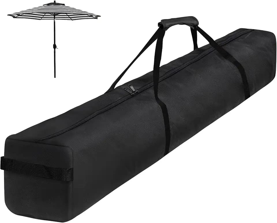 67 Inch Waterproof Umbrella Storage Bag for Outdoor Beach Patio Umbrellas, Oversized Hammock and Steel Stand With Handles and Zippers, Black