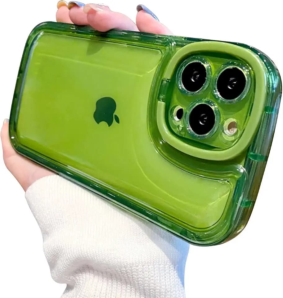 Ownest Compatible with iPhone 14 Pro Max Case with Clear Kickstand Creative Protective Design Case with Camera Holder for TPU Slim Shockproof Cool Phone Case for iPhone 14 Pro Max-Green