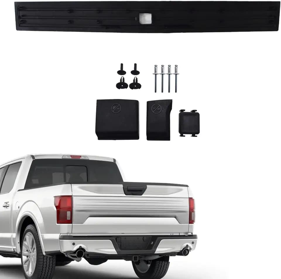 WFLNHB Black Tailgate Flexible Step Pad Molding Trim with Release Button Replacement for F150 2015-2019 FL3Z-9940602-B FL3Z9940602B