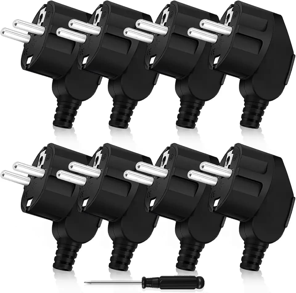 Schuko Stecker 8 Stücke Schutzkontaktstecker Stecker 250V/16A