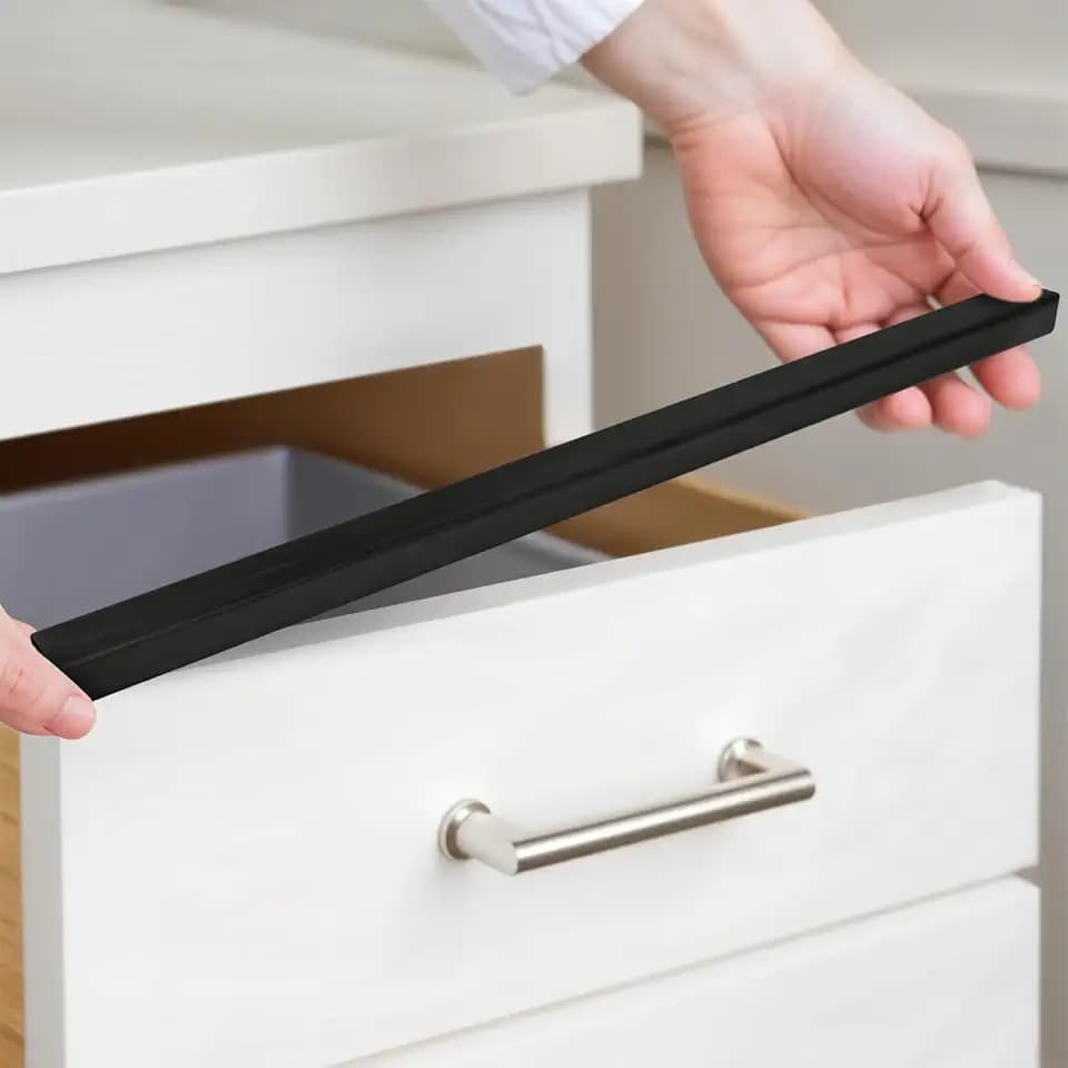 Stainless Steel Drawer Cap Protects Cabinet Edges from Damage. Slip-on Design with 3M Adhesive for a Secure fit. Fits 3/4" Thick or Less Doors and Drawers (Oil Rubbed Bronze, 11 Inch)