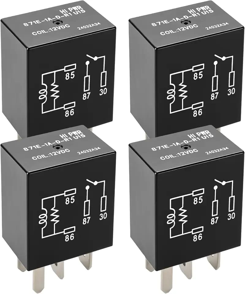 871E-1A-D-R1 U15 Automotive Relay (Pack of 4) - 12VDC 35A 4 Pin General Purpose Relay