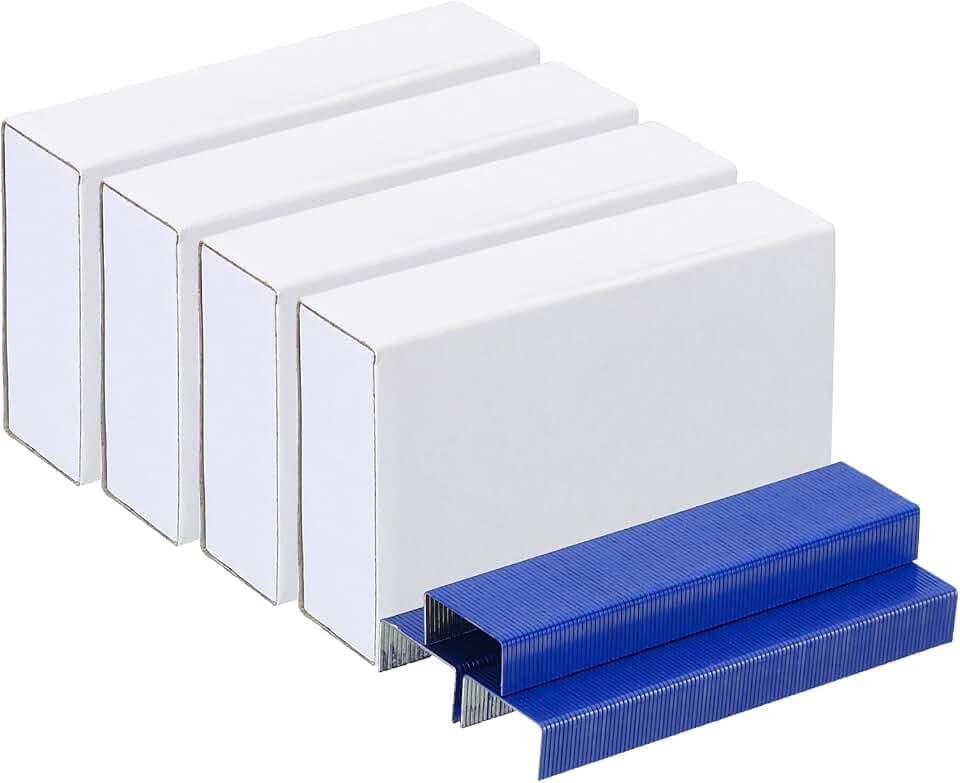 PATIKIL Heftklammern für Hefter 4 Pack(1000Stk Heftklammern pro Pack) 26/6 Standard 1/4" Länge Heftklammern Staufrei für Zuhause Bürobedarf Blau