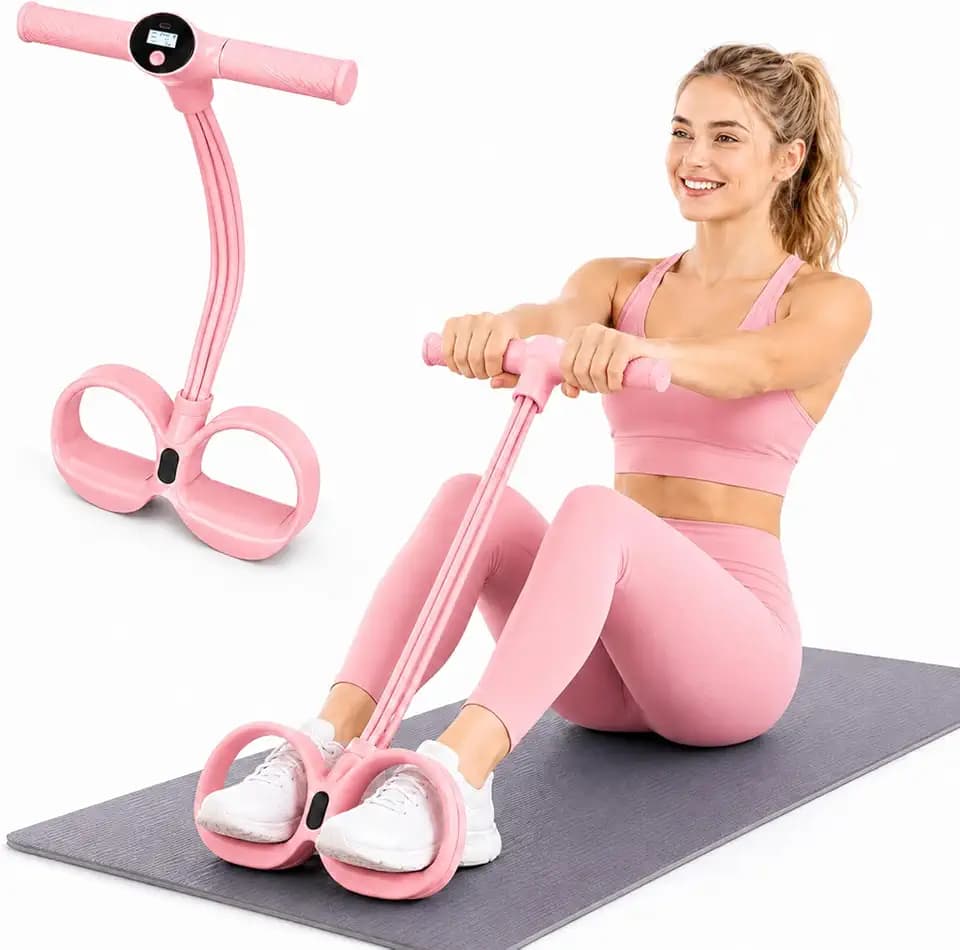 Smart Foot Pedal Puller with Digital Counter, 6 Tubes Pedal Puller Resistance Band with Handles for Full Body Muscle Group Training, Yoga Training, Home Gym Training, Pedal Band