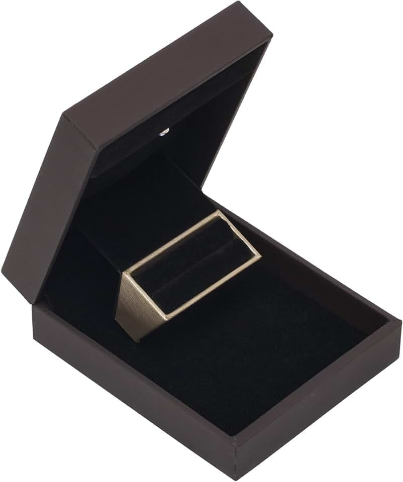 Edle Ringbox mit Licht – Schlanke LED-Schmuck-Geschenkbox mit Samt-Innenseite für Verlobung, Antrag, Hochzeit oder besondere Anlässe (braun)