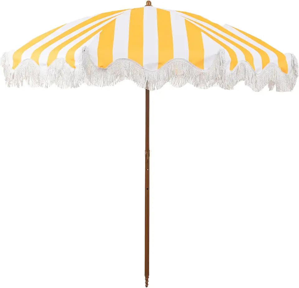 Rayjee 6.5FT Outdoor Patio Umbrella with Fringe, Boho Beach Umbrella