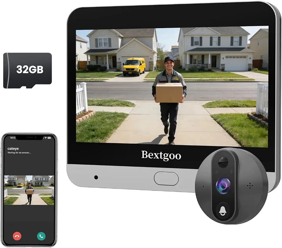 Bextgoo Türspion Kamera WLAN, Digitaler Türspion mit Türklingel, 32GB Karte
