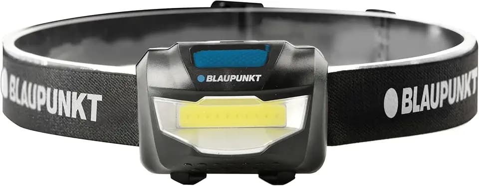 Blaupunkt Stirnlampe Led 200 Lumen – Camping Kopflampe - Led Lenser mit 3 Lichtmodi, Hell & Leicht, Wasserabweisend, Laufzeit, batteriebetrieben – für trekking, Laufen & Outdoor - Einzelpackung