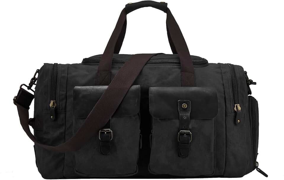 Waxed Canvas Duffel Bag with Shoe Compartment