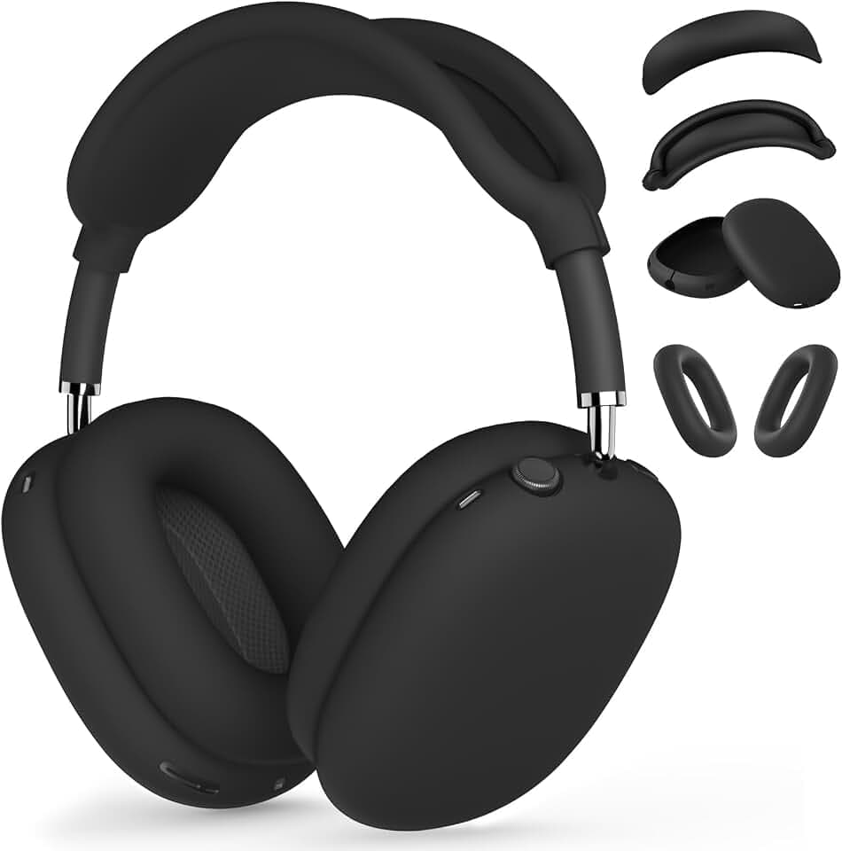 4 in 1 Silicone Case Cover for AirPods Max 2/ AirPods Max Headphones, Black