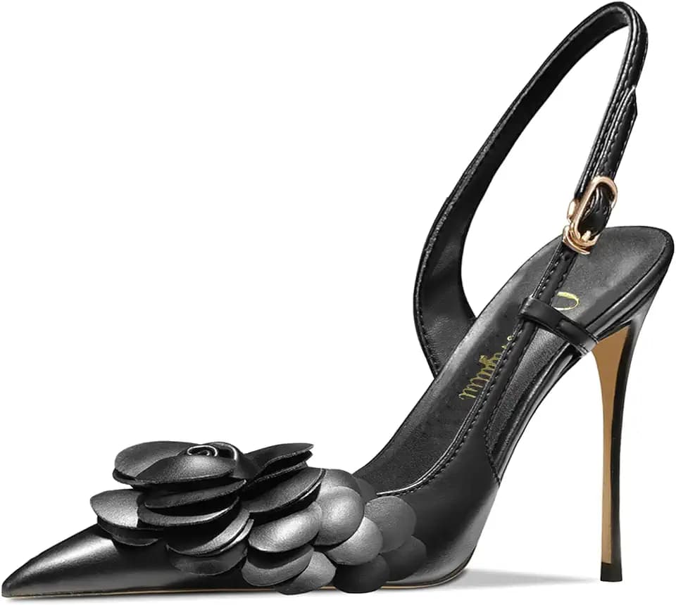 Women's Sexy Pointed Toe Flower Mouth One-Strap Shallow Mouth Stiletto High Heel Ankle Strap Casual Party Banquet Sandals