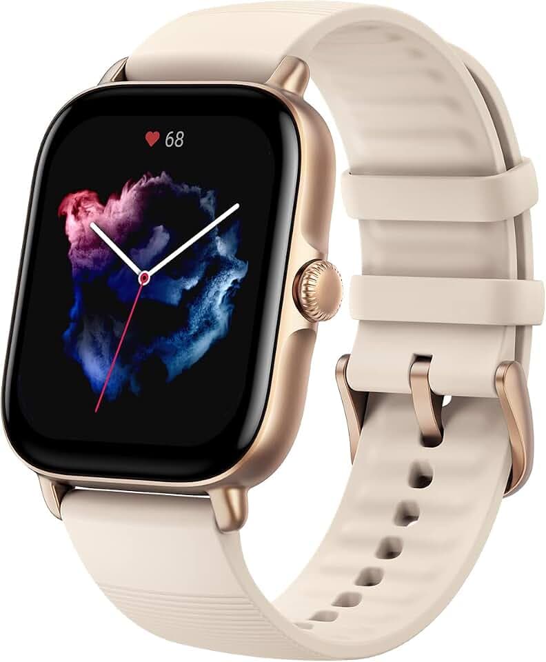 Amazfit GTS 3 42mm Smartwatch Fitness, Kontrolle des Menstruationszyklus, Herzfrequenz, SpO2 und Stresslevel, intelligente Uhr mit mehr als 150 GPS-Sportmodi, 5 ATM wasserdicht, integrierte Alexa