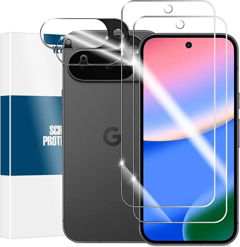Screen Protector for Google Pixel 10, [2+2 Pack] Tempered Glass & Camera Lens Protectors[Ultrasonic Fingerprint Unlock] [Case Friendly] [Bubble-Free] Screen Protector Glass For Pixel 10