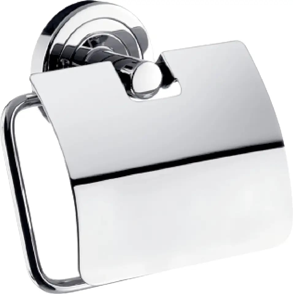 EMCO Polo Papierhalter mit Deckel, fein geschwungener Toilettenpapierhalter zur Wandmontage, hochwertiger Klorollenhalter aus Metall, chromfarben