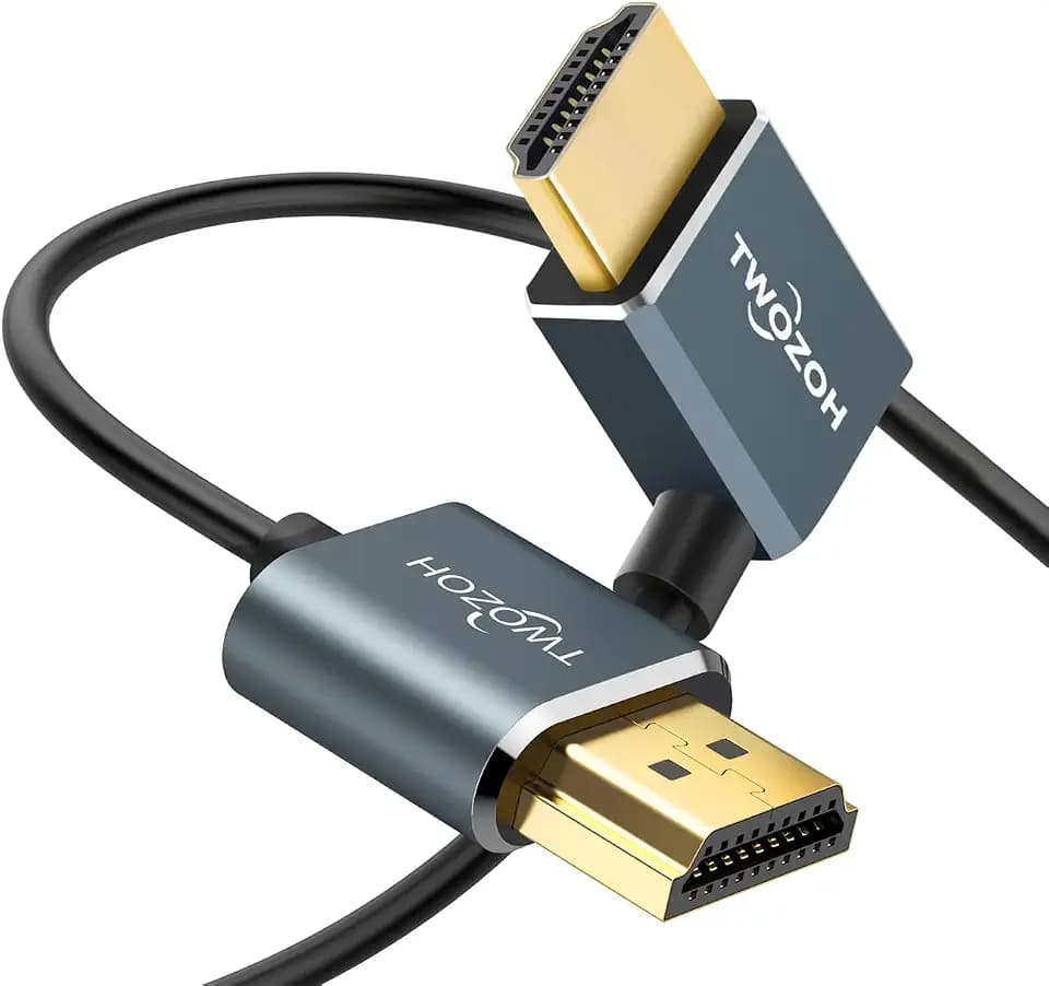 Twozoh Flexible HDMI to HDMI Cable Right Angled 90° 6.6FT, Ultra Thin and Slim HDMI Cord Support 3D/4K@60Hz