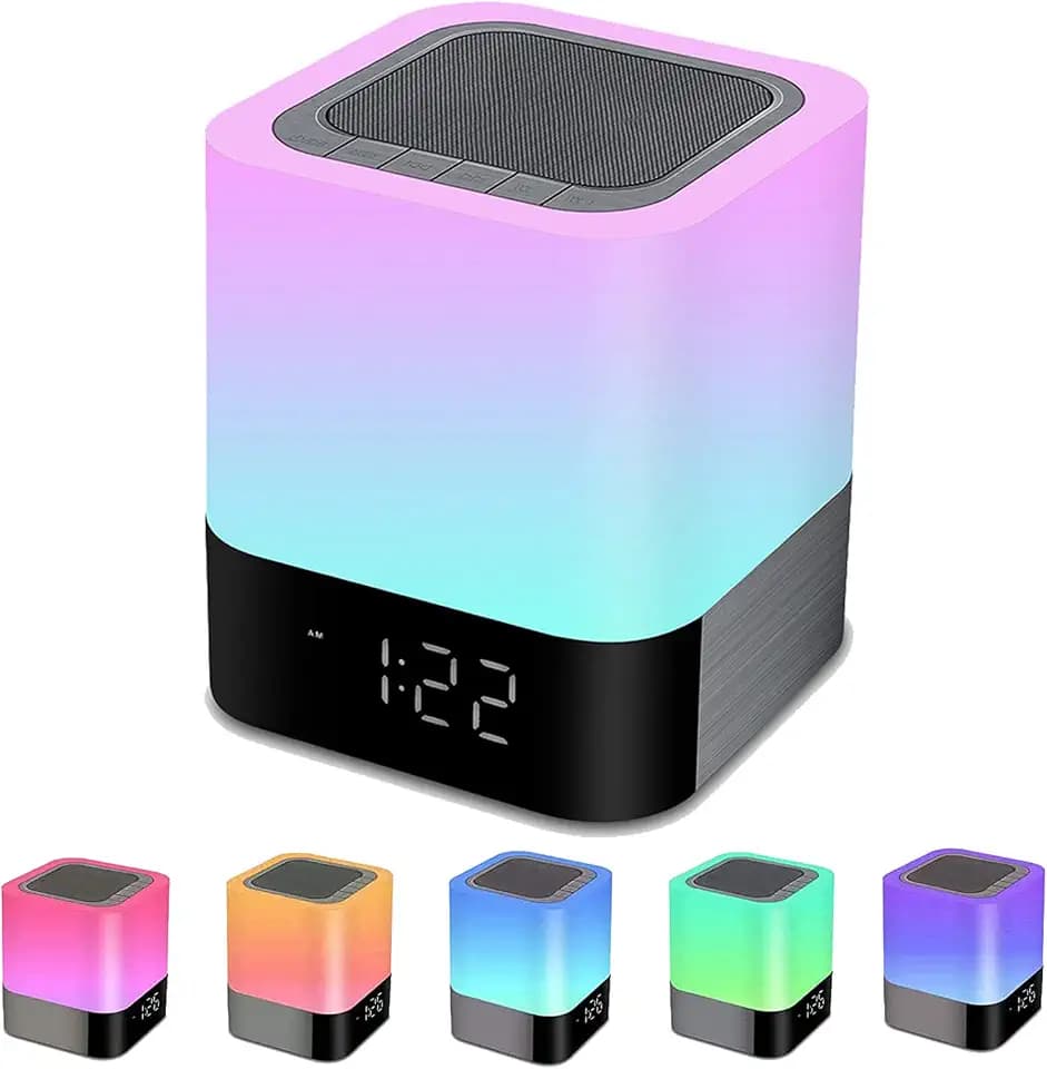 Bluetooth Lautsprecher mit Licht, Wecker, Nachtlicht, Geschenke für Mädchen