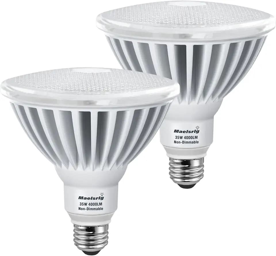Maelsrlg PAR38 LED Flood Light Bulbs, 300W Equivalent, Indoor Outdoor Flood Light Bulb, Daylight 5000K, Waterproof, 35W 4000LM, Non-Dimmable, 2-Pack