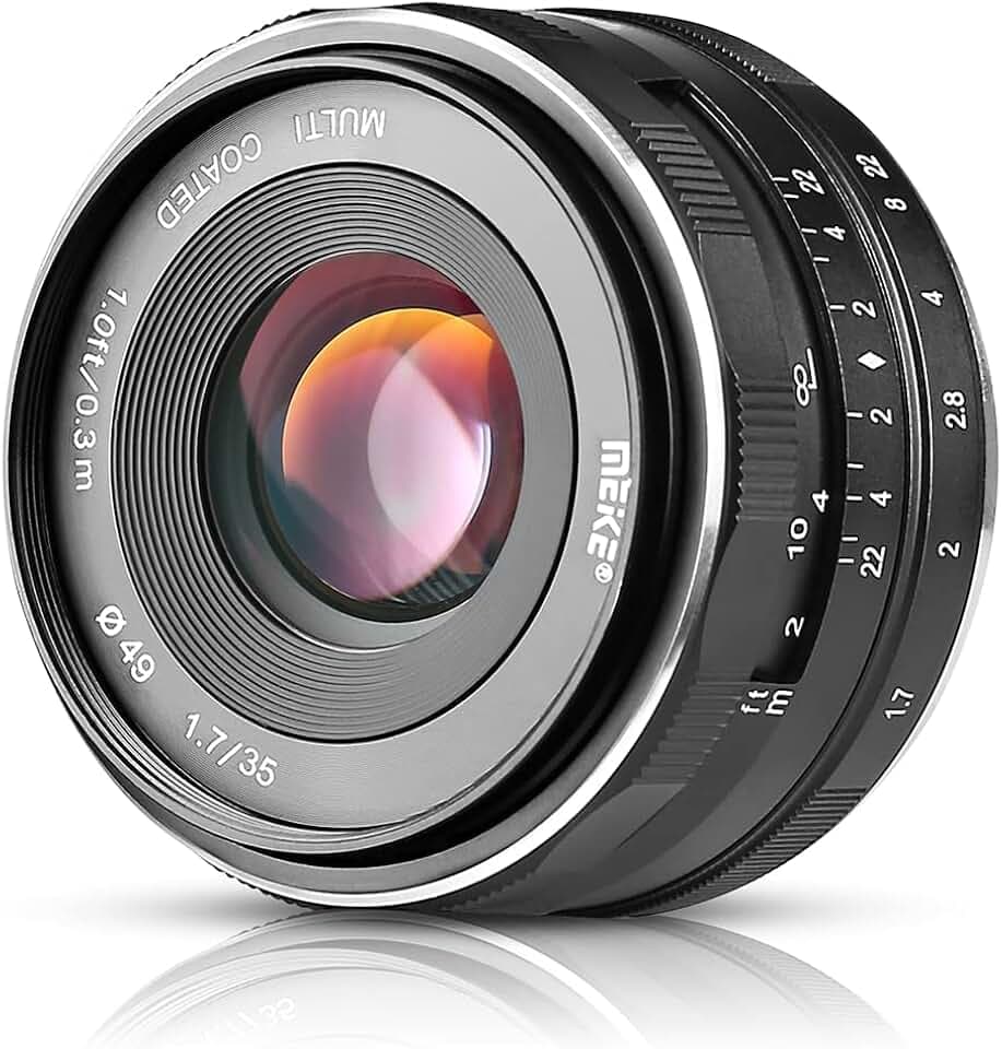 MEKE MK-35mm F1.7 Große Blende Fester manueller Fokus Kameraobjektiv für Sony A5000 A5100 A6400 A6500 A6300 A6000 A6100 NEX3 NEX5 NEX6 NEX7