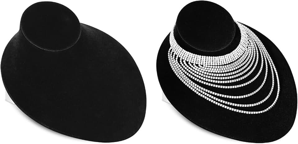 MOOCA 2-Piece Black Velvet Lay Down Necklace Bust Display Stand
