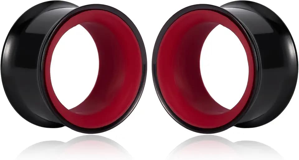 Vankula Two-Tone Ear Gauges Tunnels, 0g-5/8 (8mm-16mm) 2PCS Double Flared Ear Plugs, 316L Surgical Steel Hypoallergenic Body Ear Stretching Jewelry for Stretched Ears