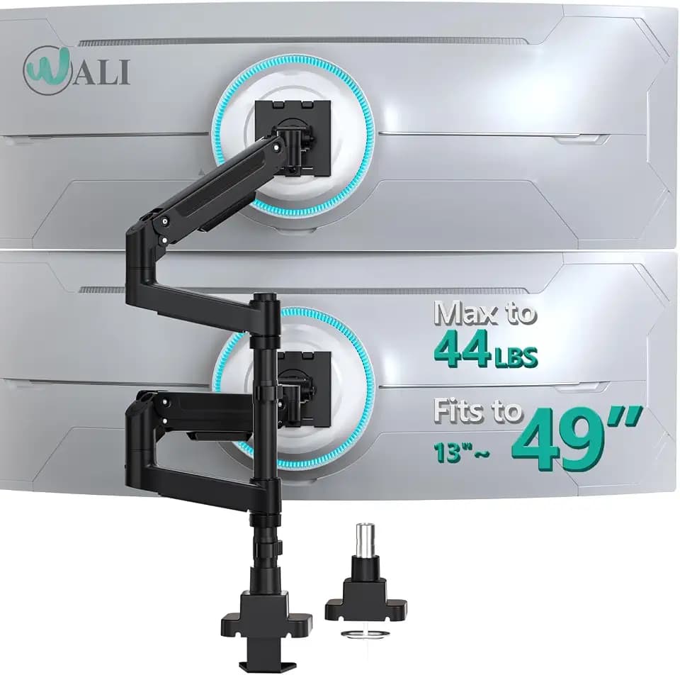 WALI Vertical Dual Monitor Arm for 13-49 inch Curved Screens, up to 44 lbs
