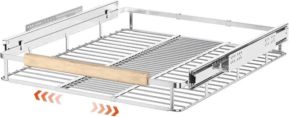 SANNO Ausziehbare Schubladen für Küchenschränke, Organizer, Schieberegal unter dem Schrank, herausziehbarer Topf- und Pfannen-Organizer, Schubladenaufbewahrung (1 Pack)