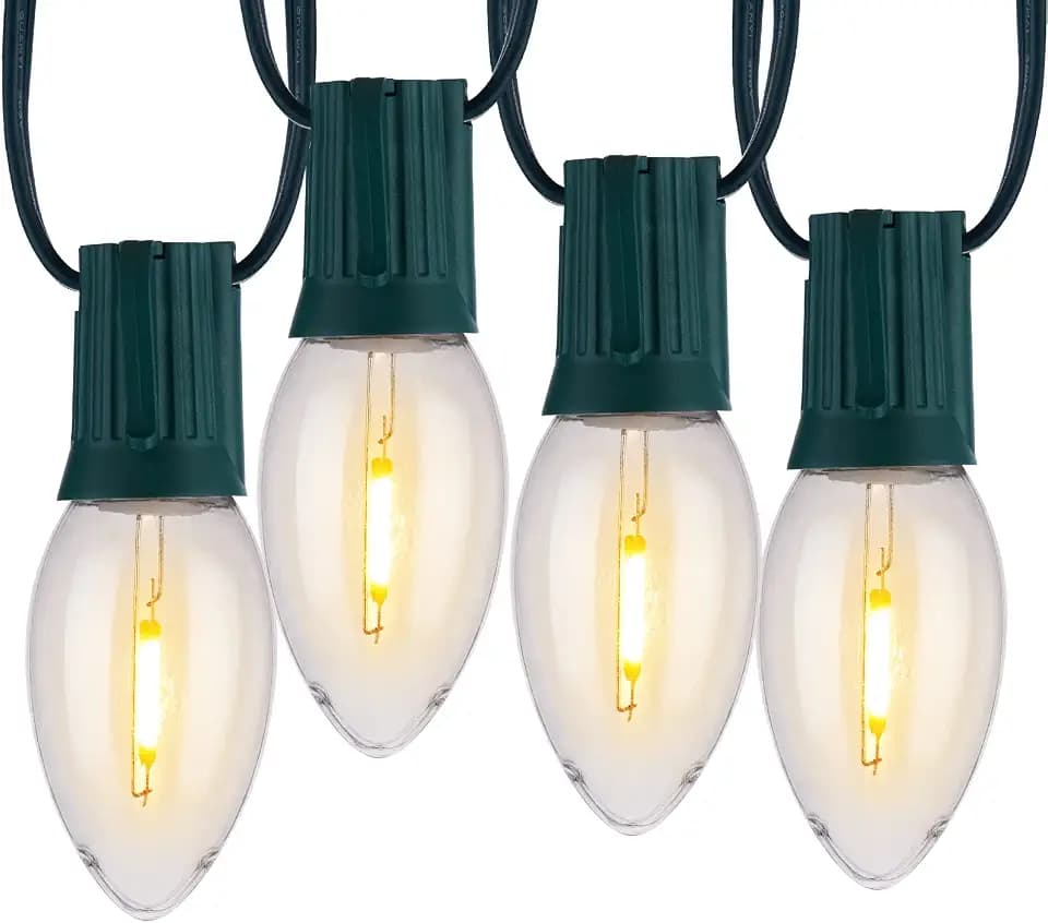 Minetom Christmas Lights Outdoor, 50Ft 50 LED C9 String Lights, Warm White